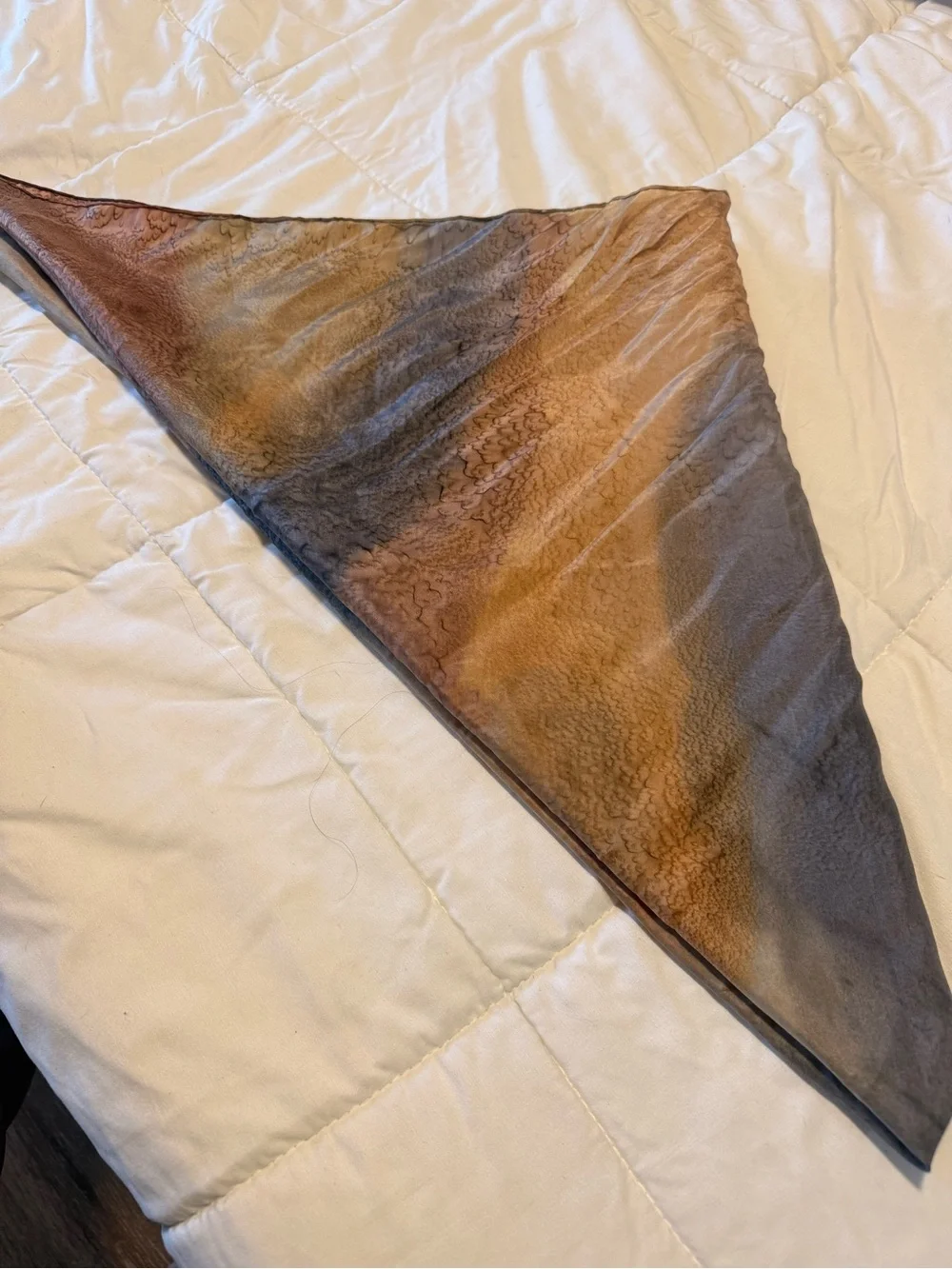 Christina De Laage Vintage Women's Silk Scarf in Gradient Brown and Gray